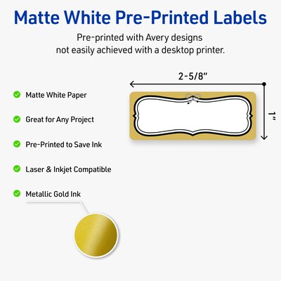 Avery Rectangle Laser/Inkjet Multipurpose Labels, 1 x 2-5/8, White, 160/Pack (19479370969)