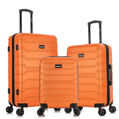 InUSA Trend 3-Piece Hardside Spinner Carry-On Luggage Set, TSA Checkpoint Friendly, Orange (IUTRESML-ORA)