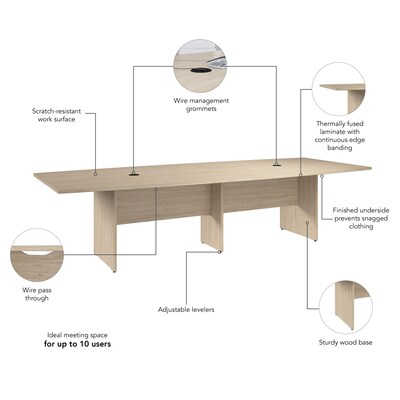 Bush Business Furniture 120"W Boat Shaped Conference Table, Natural Elm (99TB12048NEK)