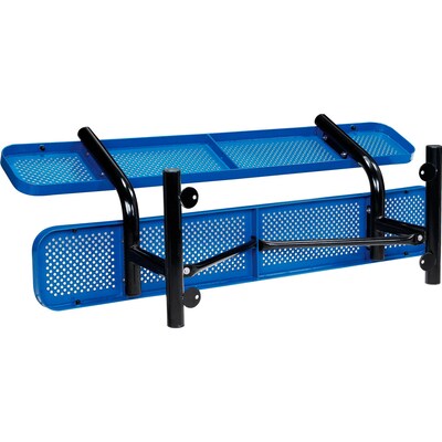 Global Industrial 6' Outdoor Steel Picnic Bench w/ Backrest, Perforated Metal, Blue (694557BL)