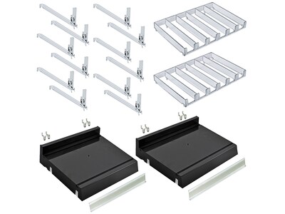Azar 2.63 x 12 Pegboard 6-Compartment Cosmetic Tray, Black, 2/Pack (225830-6COMP-BLK-2PK)