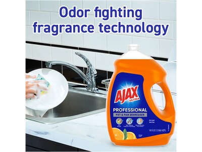 Ajax Ultra Professional Antibacterial Pot & Pan Dish Soap, Orange Scent, 145 fl. oz. (1.13 gal.), 4/Pack (61034313CT)