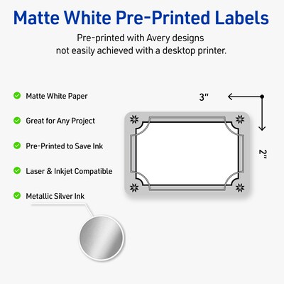 Avery Rectangle Multipurpose Labels, 2 x 3, White, 80/Pack (19479370606)