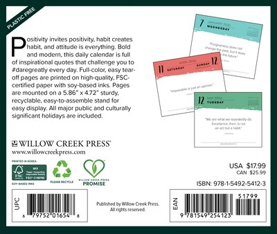 2026 Willow Creek Dare Greatly 6.2 x 5.4 Day-to-Day Calendar (54123)