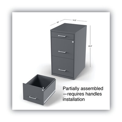 Alera® Soho 2 File-Drawer Vertical Standard File Cabinet, Letter Size, Lockable, 24.1"H x 14"W x 18"D, Charcoal (2806768)