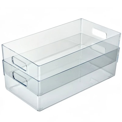 Azar Narrow Storage Tote Bin With Handle, 5.12" x 6.5"x 16.14", Clear, 4/Pack (556744-4PK)