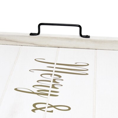 Elegant Designs "Merry & Bright" Decorative Wood Serving Tray w/ Handles, 15.50" x 12", White Wash (HG2000-WMB)