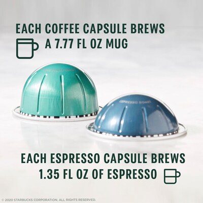 Starbucks Variety Pack Coffee Nespresso Vertuo Capsules, 44/Box (117667)