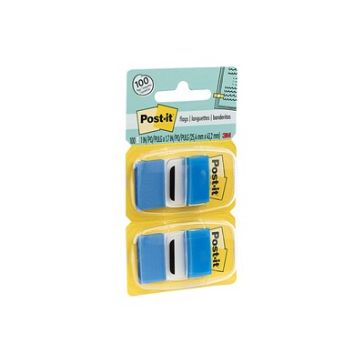 Post-it® Flags Value Pack, 1" x 1.7", Blue, 50 Flags/Dispenser, 12 Dispensers/Box (680-BE12)