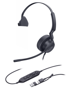 Yealink UH42 USB Wired Noise Cancelling USB-C/A Mono Computer Headset for Business Office, UC Certified