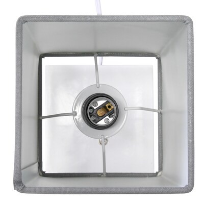 Simple Designs Petite White Stick Lamp with USB Charging Port and Fabric Shade, Gray (LT1088-GOW)