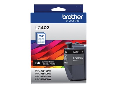 Brother LC402 Black Standard Yield Ink Cartridge, Prints Up to 550 Pages (LC402BKS)