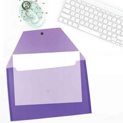 JAM Paper Premium Plastic Document File, 1 Pocket, Legal, Purple, 3/Pack (219S0pux3)