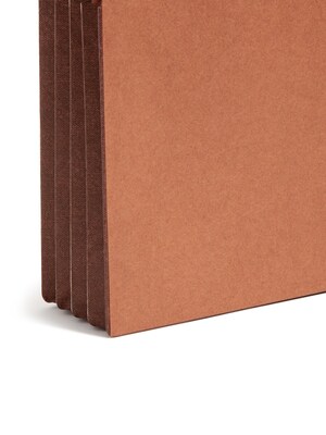 Smead Extra Wide Recycled Reinforced File Pocket, 3" Expansion, Legal Size, Dark Brown/Redrope, 10/Box (74681)