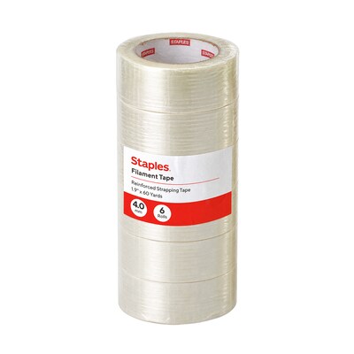 Staples Filament Tape, 48mm x 55m — 6/Pack
