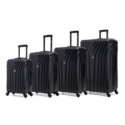 InUSA Vasty 4-Piece Hardside Spinner Luggage Set, TSA Checkpoint Friendly, Black (IUVASSMLXL-BLK)