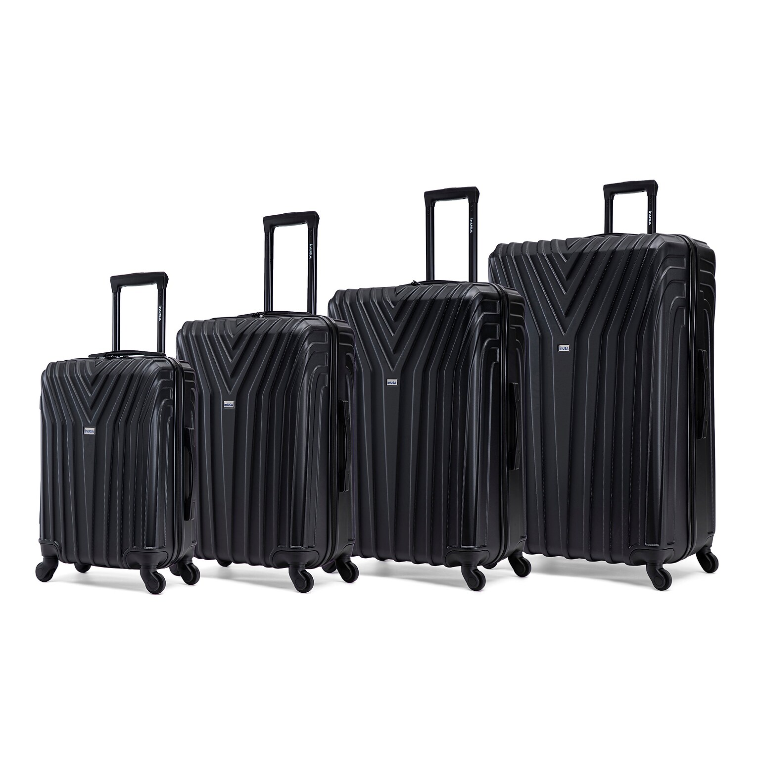 InUSA Vasty 4-Piece Hardside Spinner Luggage Set, TSA Checkpoint Friendly, Black (IUVASSMLXL-BLK)