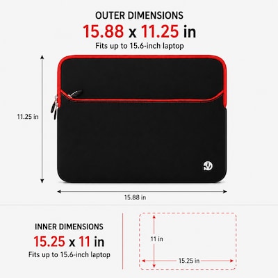 Vangoddy 15" Laptop Sleeve, Black/Red (NBKLEA222)
