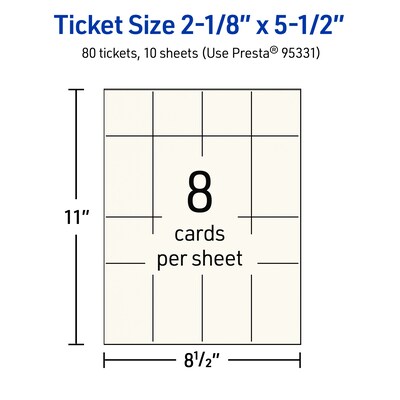 Avery Integrated Cards, 2-1/8" x 5-1/2", Matte Ivory, 80/Pack (95331)
