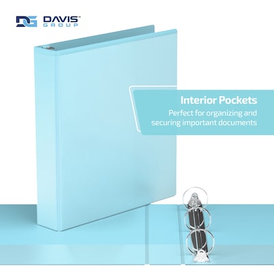 Davis Group Standard View 1.5" 3-Ring Binders, Assorted Pastel Colors, 4/Pack (7412-88-04)