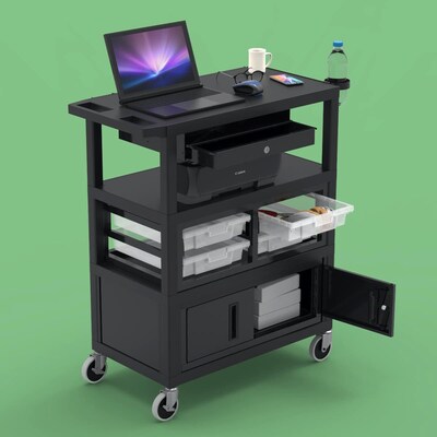 Luxor TUFFY XL Deluxe Teacher Cart, Black (ECMBSKBC-B)