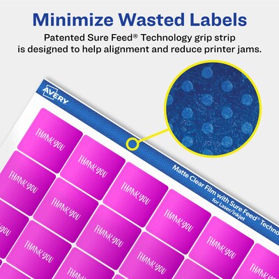 Avery Laser/Inkjet Square Multipurpose Labels, 3/4" x 3/4", Clear, 4000/Box (94102)