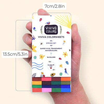 Viviva Watercolor Paint Colorsheets Pallette, Assorted Colors, 16 Colors/Set  (VIV276003)