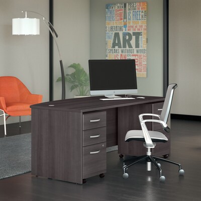 Bush Business Furniture Studio C 72"W Bow Front Desk with Mobile File Cabinets, Storm Gray (STC012SG)
