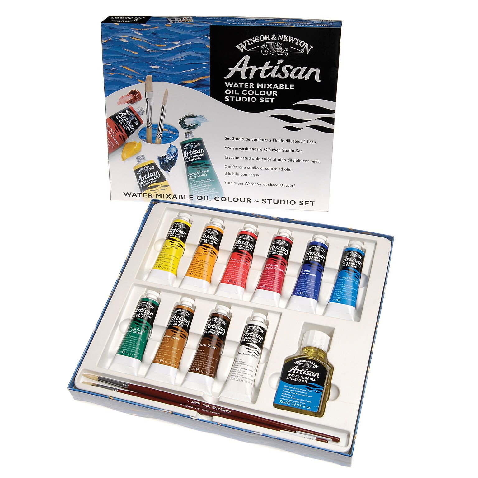Winsor and Newton Artisan Water Mixable Oil Paint Tube Studio Set, Assorted Colors, 37 mL, 13 Pieces/Set (WNX1590252)