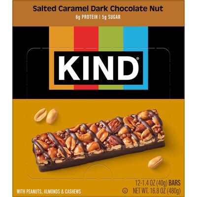 KIND Gluten Free Salted Caramel & Dark Chocolate Nut Bar, 12 Bars/Box (PHW26961)