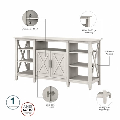 Bush Furniture Key West Tall TV Stand, Linen White Oak, Screens up to 65" (KWV160LW-03)