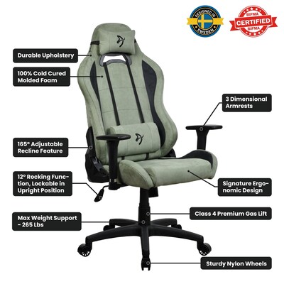 Arozzi Torretta Supersoft Microfiber Ergonomic Racing Gaming Chair, Forest (TORRETTA-SPSF-FST)