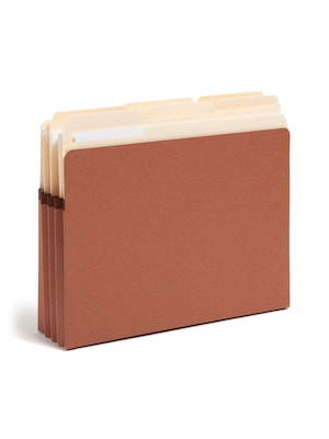 Smead SuperTab Recycled Reinforced File Pocket, 3" Expansion, Letter Size, Redrope, 25/Box (73230)