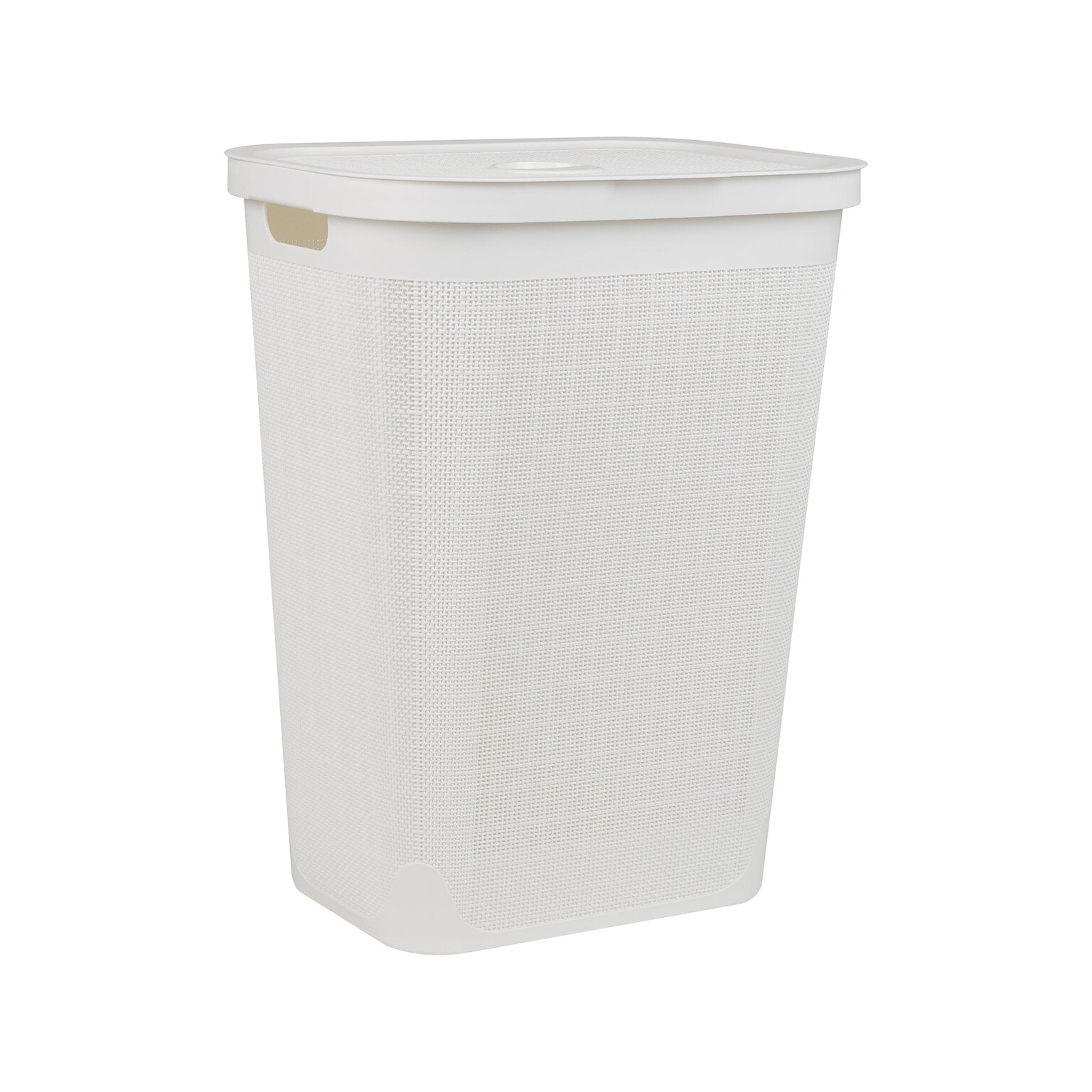 Mind Reader 15.85-Gallon Hamper with Lid, Plastic, White (60FABHAMP-WHT)