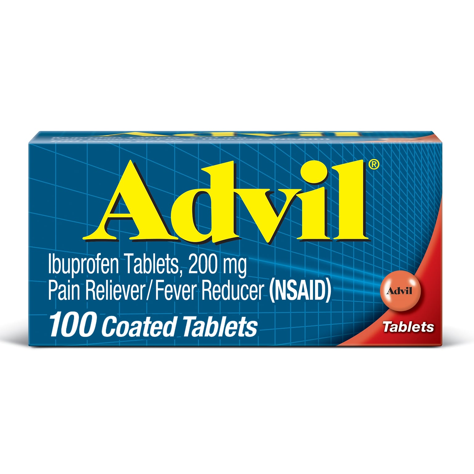 Advil Ibuprofen Pain Reliever/Fever Reducer, 200mg, 100/Box (015040)