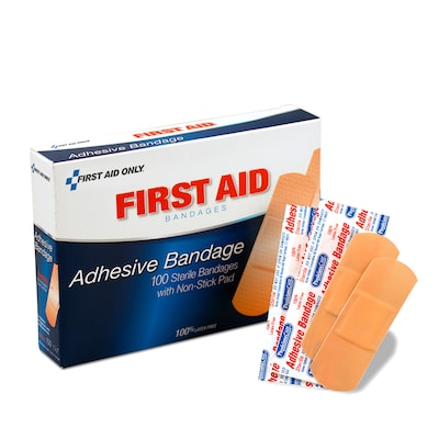 First Aid Only 1 x 3 Adhesive Bandages, 100/Box (90097)