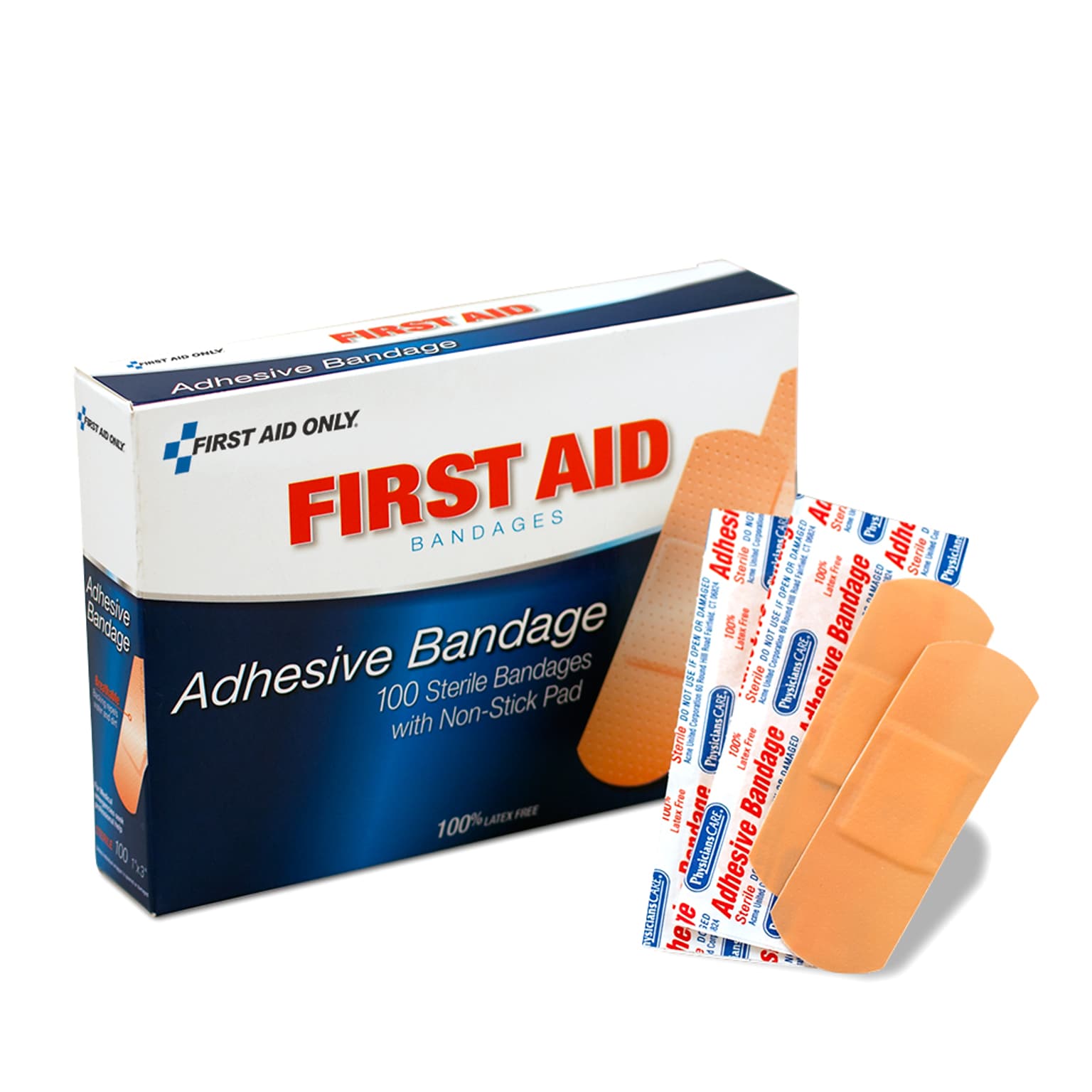 First Aid Only 1W x 3L Adhesive Bandages, 100/Box (90097)