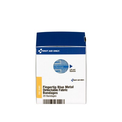 SmartCompliance Fingertip Metal Detectable Fabric Bandages, 1.75" x 2", 20/Box (FAE-3040)