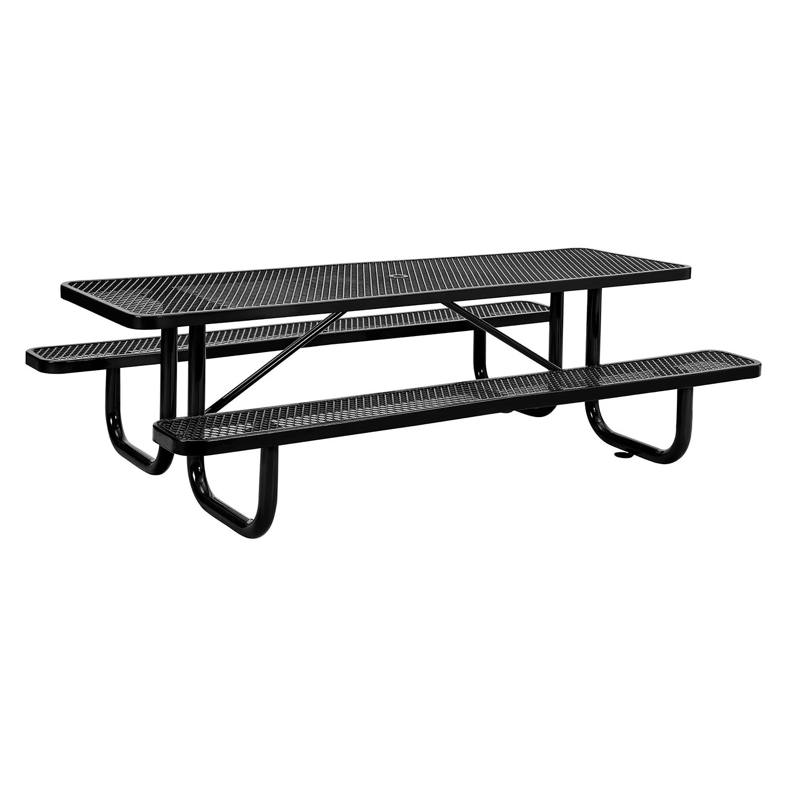 Global Industrial 8 Rectangular Picnic Table, Expanded Metal, Black (277153BK)
