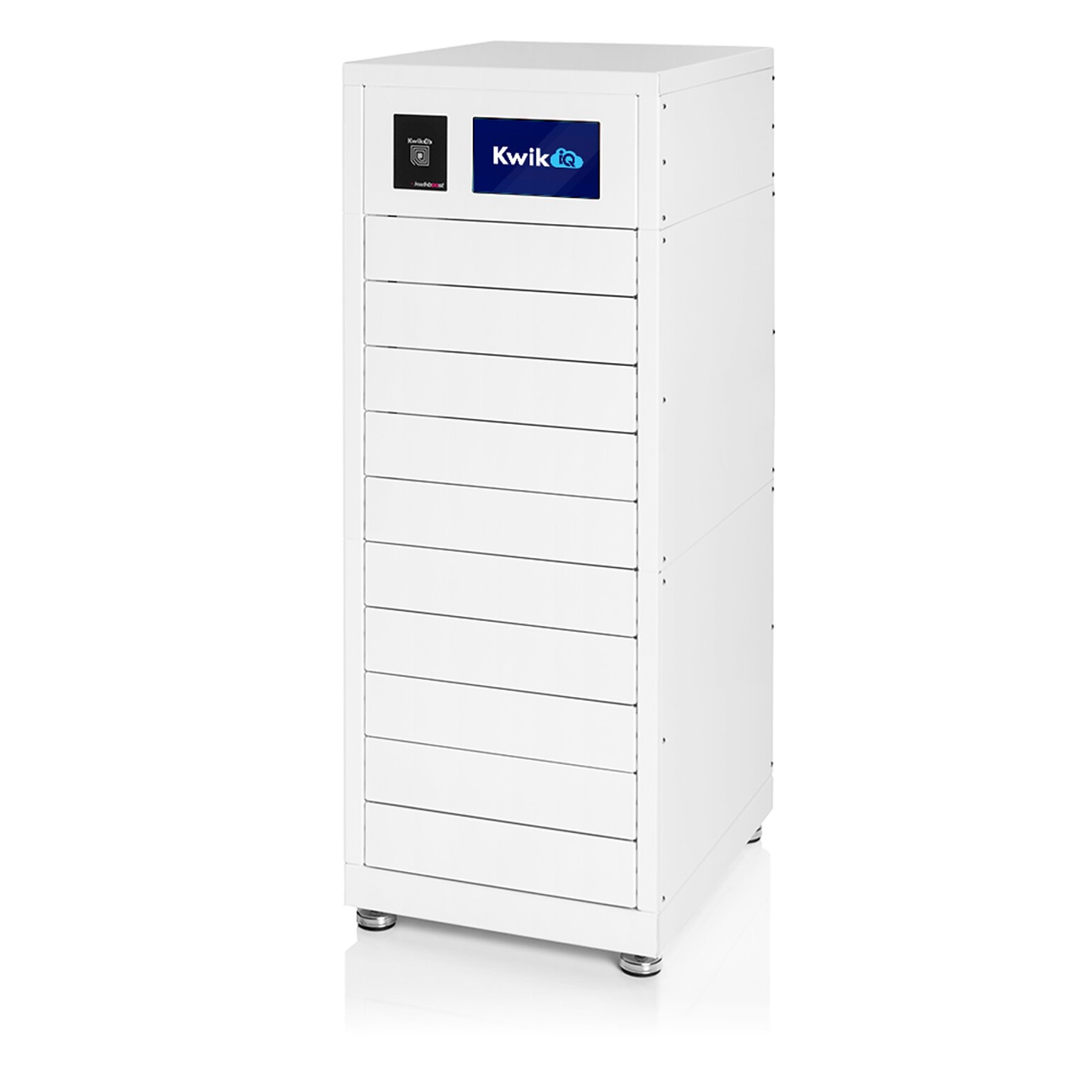Luxor Kwik IQ Pro Lockable 10-Unit Electronics Storage Cabinet, White Steel (KBSL104)
