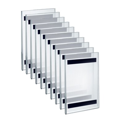 Azar 5.5 x 8.5 Magnetic Sign Holder, Vertical, Wall Mounted, Clear, Acrylic, 10/Pack (129924)