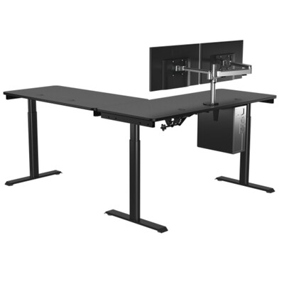 VersaDesk PowerLift 60"W Electric L-Shaped Adjustable Standing Desk, Black (PLLSD6060-BB-APP)