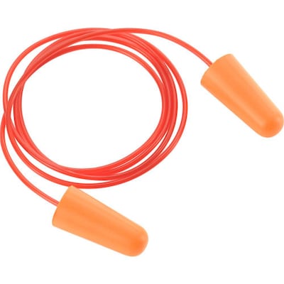 Global Industrial Bullet Earplugs, Tapered, Corded, NRR 32 dB, 100 Pairs/Box (708376)