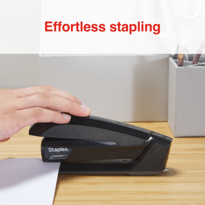 Staples One-Touch Reduced-Effort Desktop Stapler, 20-Sheet Capacity, Staples Included, Black (44436)