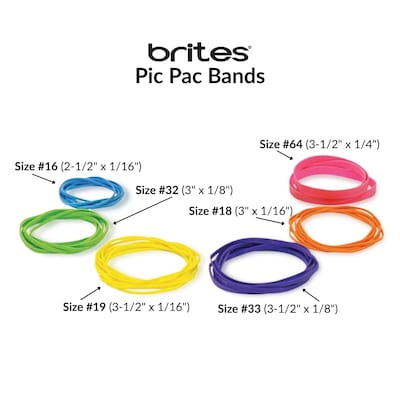 Alliance Rubber Brites Pic-Pac Multi-Purpose Assorted Rubber Bands, Non-Latex, Assorted Colors, 250/Bag (07706)