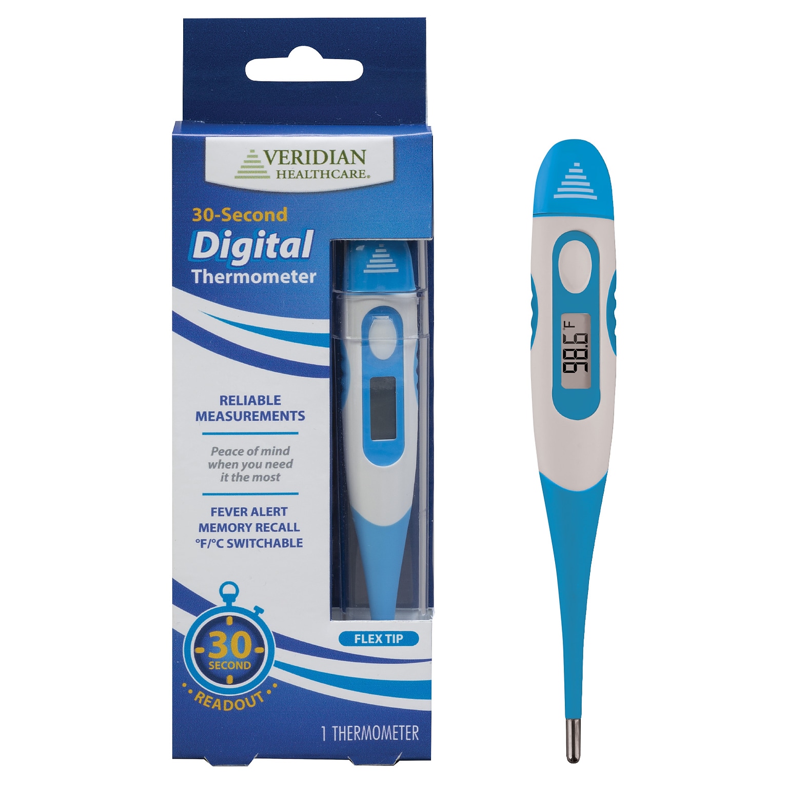 Veridian Healthcare Digital Oral Thermometer, Blue (08-355)