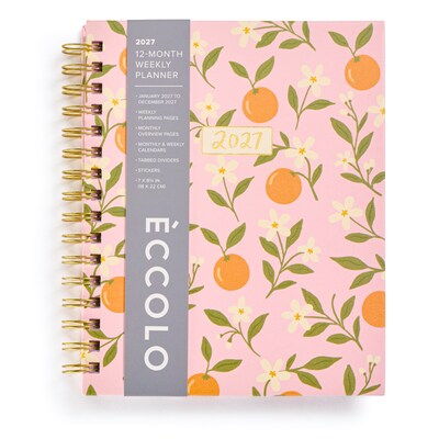2027 Eccolo Citrus 7 x 9 Weekly & Monthly Planner, Faux Leather Cover (RY27-401J)