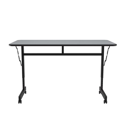 Correll Econoline 48W x 24D Adjustable Foldable Training Room Table, Laminate, With Wheels, Gray Granite (FTM2448TF15)