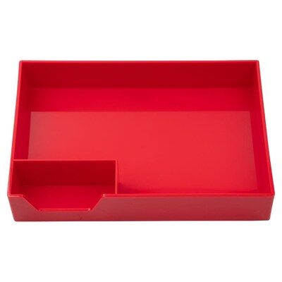 JAM Paper Half Desk Stackable Front Loading Letter Tray, Red Plastic (344TRE)