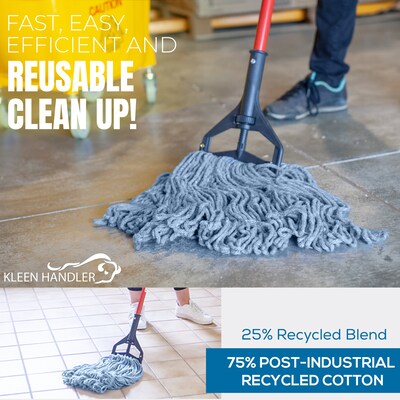 BISON LIFE Kleen Handler Blend Heavy Duty Wet Mop Head, Blue, 24/Pack (BP-KH-GCM-24)